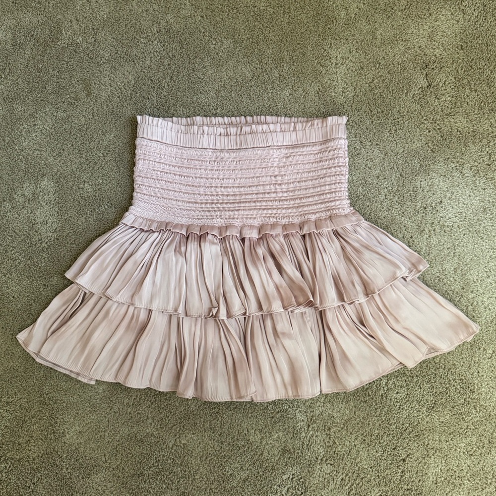 Reset Smocked Tiered Skirt Mauve Baby Pink | Sz Medium - Picture 2 of 6